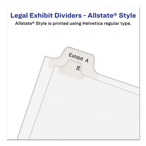 Preprinted Legal Exhibit Side Tab Index Dividers, Allstate Style, 25-Tab, 26 to 50, 11 x 8.5, White, 1 Set, (1702)