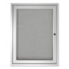 1 Door Enclosed Vinyl Bulletin Board with Satin Frame, 24" x 36", Silver Surface, Satin Aluminum Frame