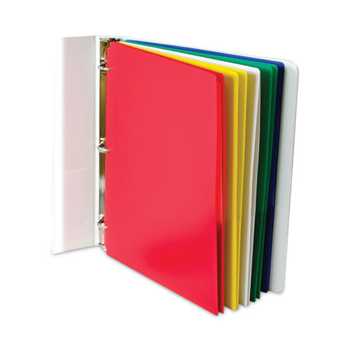 Two-Pocket Heavyweight Poly Portfolio Folder, 3-Hole Punch, 11 x 8.5, Assorted, 10/Pack