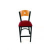 Liberty Series Barstool, Supports Up to 300 lb, 28.5" Seat Height, Burgundy Seat, Natural Back, Black Base