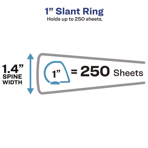 Heavy-Duty Non Stick View Binder with DuraHinge and Slant Rings, 3 Rings, 1" Capacity, 11 x 8.5, White, (5304)
