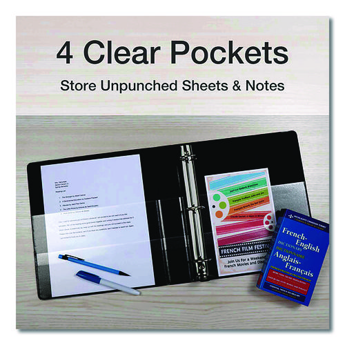 Premier Easy Open ClearVue Locking Slant-D Ring Binder, 3 Rings, 4" Capacity, 11 x 8.5, Black - Image 5