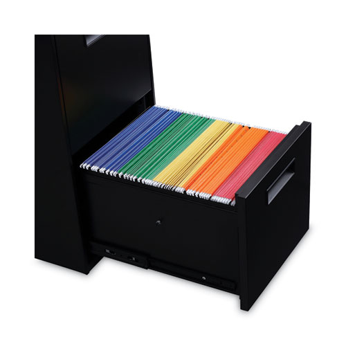 File Pedestal, Left or Right, 2 Legal/Letter-Size File Drawers, Black, 14.96" x 19.29" x 27.75"