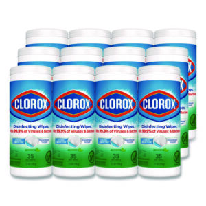 Disinfecting Wipes, Bleach Free Cleaning Wipes, 1-Ply, 7 x 8, Fresh Scent, White, 35/Canister, 12 Canisters/Carton