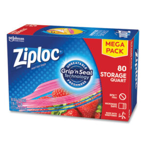 Seal Top Bags, Quart, 7.44" x 7", Clear, 80/Box