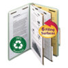 Recycled Pressboard Classification Folders, 2" Expansion, 2 Dividers, 6 Fasteners, Legal Size, Gray-Green, 10/Box