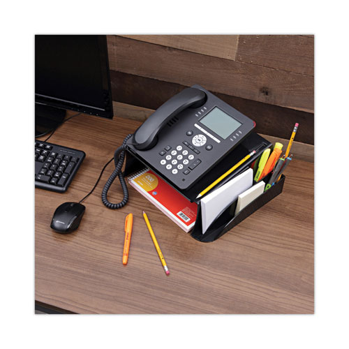 Recycled Telephone Stand and Message Center, 12.25 x 10.5 x 5.25, Black