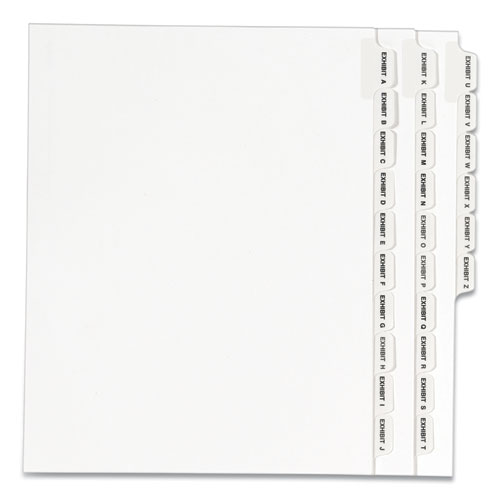 Preprinted Legal Exhibit Side Tab Index Dividers, Avery Style, 26-Tab, Exhibit A to Exhibit Z, 11 x 8.5, White, 1 Set, (1370)