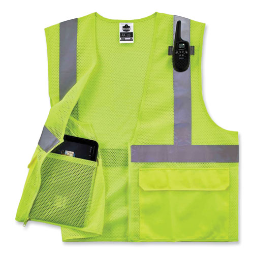 GloWear 8220Z Class 2 Standard Mesh Zipper Vest, Polyester, 2X-Large/3X-Large, Lime
