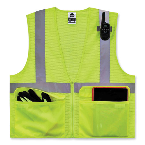 GloWear 8220Z Class 2 Standard Mesh Zipper Vest, Polyester, 2X-Large/3X-Large, Lime