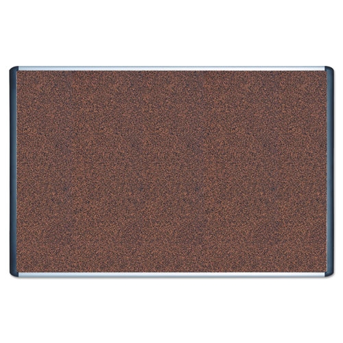 Tech Cork Board, 72" x 48", Tan Surface, Silver/Black Aluminum Frame
