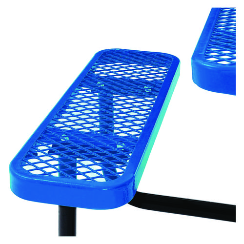 Expanded Steel Picnic Table, Square, 81 x 81 x 29.5, Blue Top, Blue Base/Legs