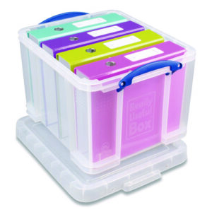 Snap-Lid Storage Bin, 8.45 gal, 14" x 18" x 12.25", Clear/Blue, 3/Pack