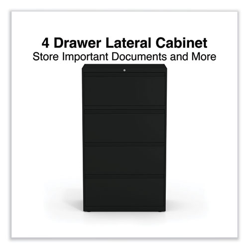 Lateral File, 4 Legal/Letter-Size File Drawers, Black, 30" x 18.63" x 52.5"