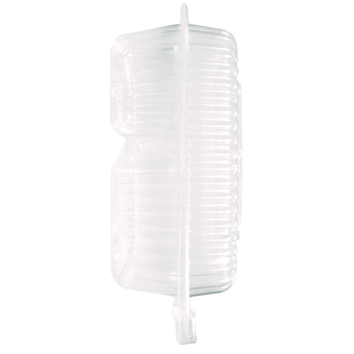 Handi-Lock Three-Compartment Food Container, 8 x 3 x 8.87, Clear, Plastic, 250/Carton