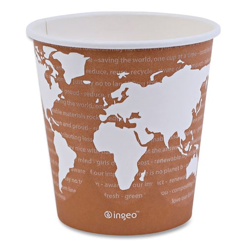 World Art Renewable and Compostable Hot Cups, 10 oz, Paper, Gray, 50/Pack, 20 Packs/Carton