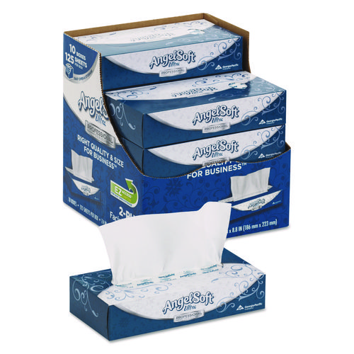 ps Ultra Facial Tissue, 2-Ply, White, 125 Sheets/Box, 10 Boxes/Carton