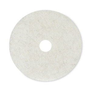 Natural Burnishing Floor Pads, 20" Diameter, White, 5/Carton