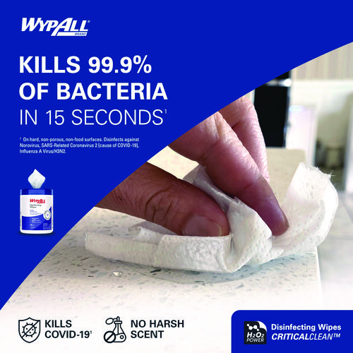Hydrogen Peroxide Disinfecting Wipes, 1-Ply, 7 x 5.75, Fresh Scent, White, 185 Wipes/Canister
