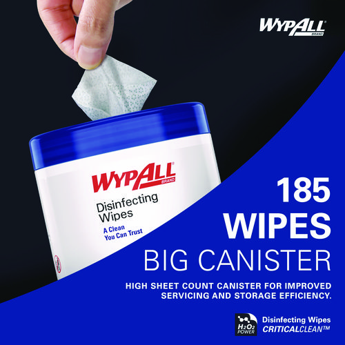 Hydrogen Peroxide Disinfecting Wipes, 1-Ply, 7 x 5.75, Fresh Scent, White, 185 Wipes/Canister