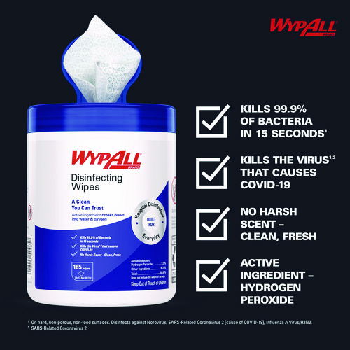Hydrogen Peroxide Disinfecting Wipes, 1-Ply, 7 x 5.75, Fresh Scent, White, 185 Wipes/Canister