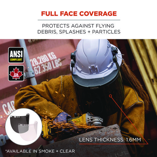 Skullerz 8998 Anti-Scratch/Anti-Fog Face Shield Replacement for Full Brim Hard Hat, Smoke Lens
