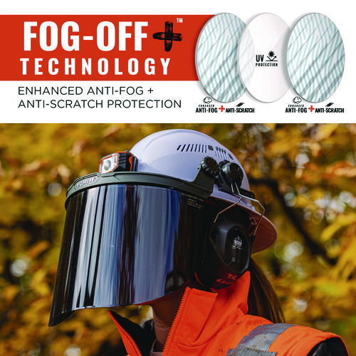 Skullerz 8998 Anti-Scratch/Anti-Fog Face Shield Replacement for Full Brim Hard Hat, Smoke Lens