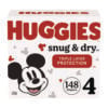 Snug and Dry Diapers, Size 4, 22 lbs to 37 lbs, 148/Carton