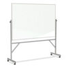 Reversible Magnetic Porcelain Whiteboard with Aluminum Frame, 77.25" x 78.13", White Surface, Satin Aluminum Frame