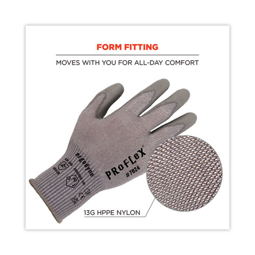 ProFlex 7024 ANSI A2 PU Coated CR Gloves, Gray, 2X-Large, Pair