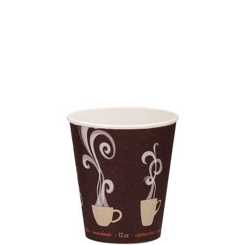 Thermoguard Insulated Paper Hot Cups, 12 oz, Steam Print Design, 600/Carton