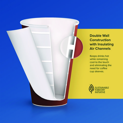 Thermoguard Insulated Paper Hot Cups, 12 oz, Steam Print Design, 600/Carton