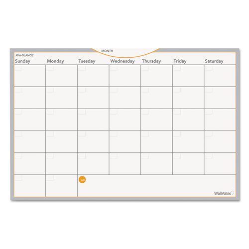 WallMates Self-Adhesive Dry Erase Monthly Planning Surfaces, 18 x 12, White/Gray/Orange Sheets, Undated