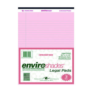 Enviroshades Legal Notepads, 50 Pink 8.5 x 11 Sheets, 3/Pack