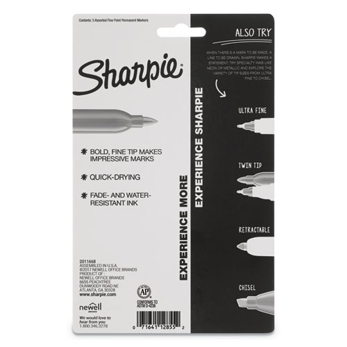 Cosmic Color Permanent Markers, Medium Bullet Tip, Assorted Cosmic Colors, 5/Pack