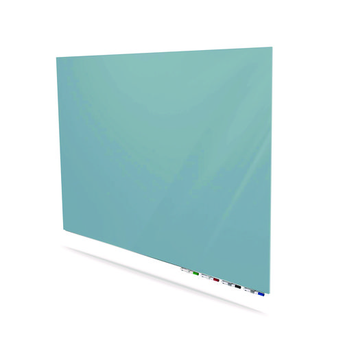 Aria Low-Profile Frameless Magnetic Glassboard, 72" x 48", Denim Blue Surface