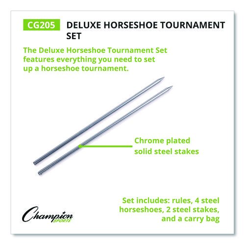 Deluxe Horseshoe Tournament Set, 4 Horseshoes/2 Stakes/Carry Bag/Rule Sheet