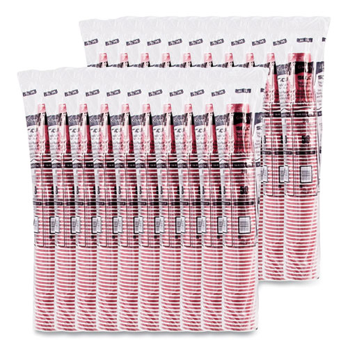 Paper Hot Drink Cups in Bistro Design, 16 oz, Maroon, 1,000/Carton