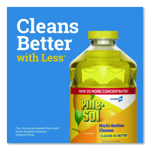 CloroxPro Multi-Surface Cleaner Concentrated, Lemon Fresh Scent, 80 oz Bottle, 3/Carton