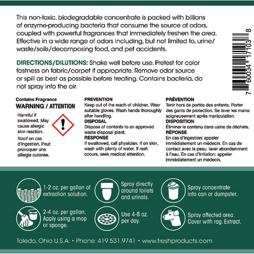 Bio Conqueror 105 Enzymatic Odor Counteractant Concentrate, Cucumber Melon, 1 gal Bottle, 4/Carton