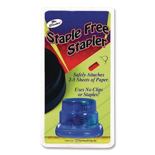 Staple-Free Stapler, 5-Sheet Capacity, 0.5" Throat Depth, Blue, 24/Carton