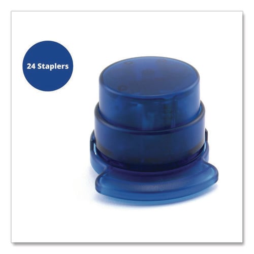 Staple-Free Stapler, 5-Sheet Capacity, 0.5" Throat Depth, Blue, 24/Carton