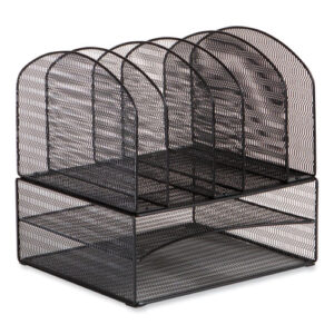 Onyx Mesh Desk Organizer, Two Horizontal and Six Upright Sections, Letter Size Files, 13.25 x 11.32 x 13.32, Black
