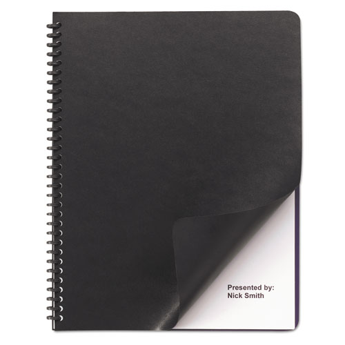 Leather-Look Presentation Covers for Binding Systems, Black, 11.25 x 8.75, Unpunched, 50 Sets/Pack