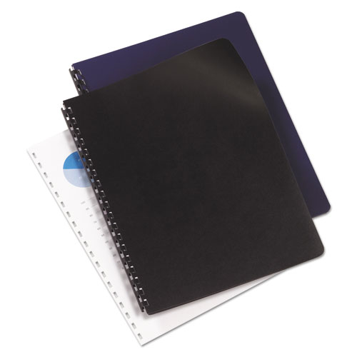 Leather-Look Presentation Covers for Binding Systems, Black, 11.25 x 8.75, Unpunched, 50 Sets/Pack