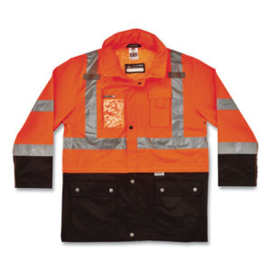 GloWear 8386 Class 3 Hi-Vis Outer Shell Jacket, Polyester, 4X-Large, Orange