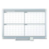 Magnetic Dry Erase Calendar Board, Four-Month Planning/Scheduling, 48" x 36", White Surface, Satin Aluminum Frame