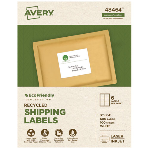 Avery Eco-Friendly Shipping Labels for for Laser and Inkjet Printers, 3?" x 4"