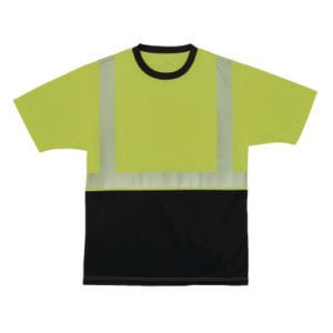 GloWear 8280BK Class 2 Performance T-Shirt with Black Bottom, XX-Small, Lime