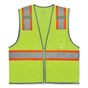 GloWear 8246Z-S Single Size Class 2 Two-Tone Mesh Vest, Polyester, Small, Lime
